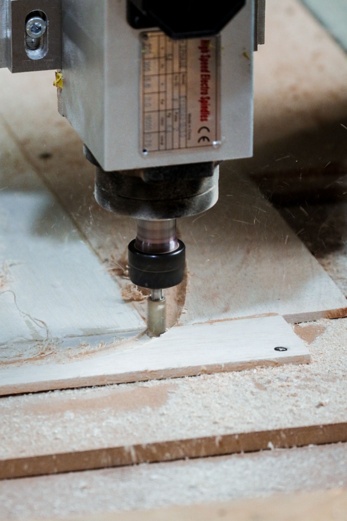 High-speed CNC spindle precision-milling architectural wooden joinery